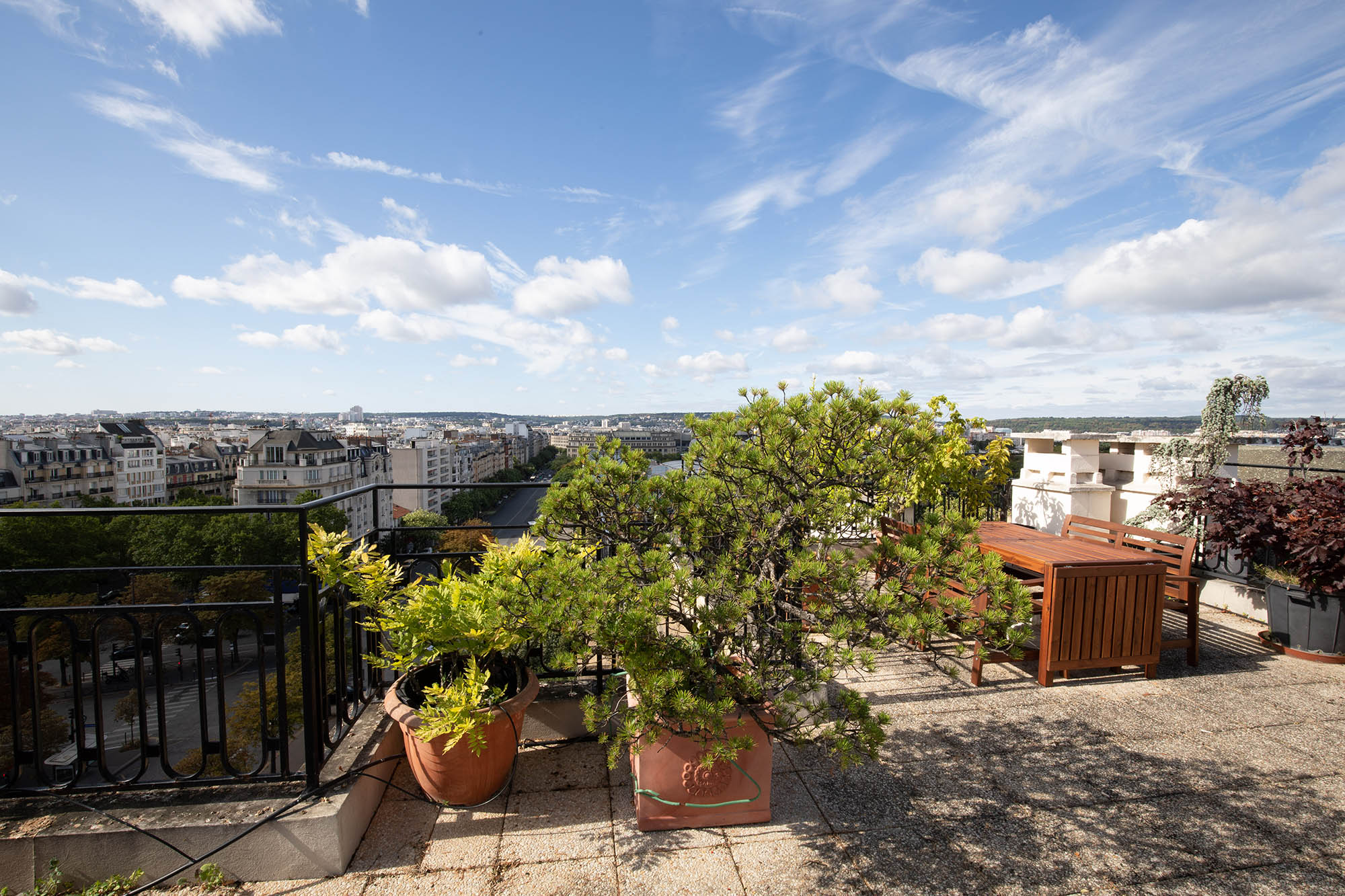 appartement dernier etage paris 16ème Auteuil vue degagee terrasse